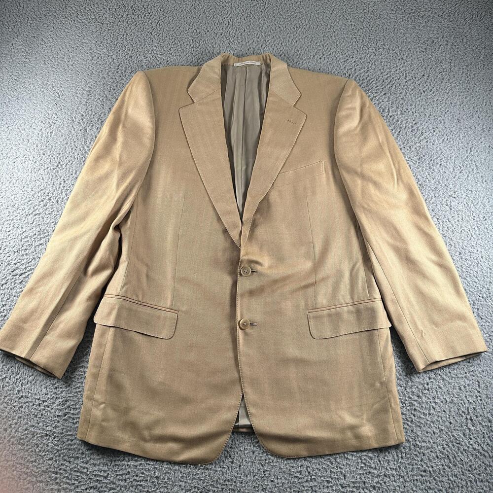 Ermenegildo Zegna Sport Coat Mens 54EU Beige Cashmere Herringbone Italy Blazer